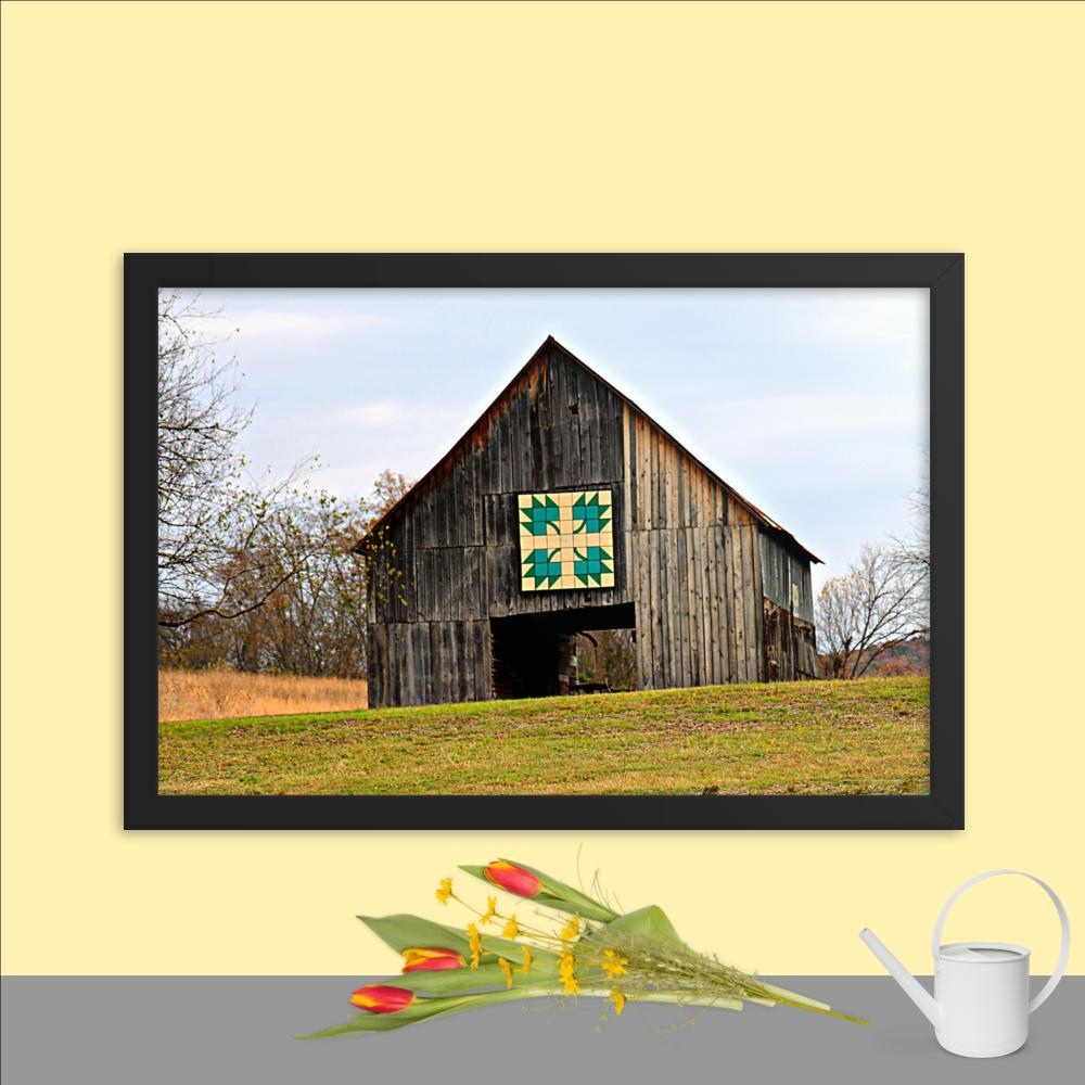 Seven Islands Barn Quilt Framed Photo Paper Poster