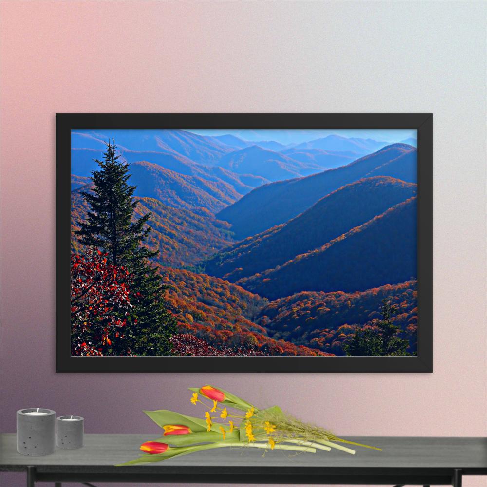 Blue Ridge Mist Framed Photo Paper Poster