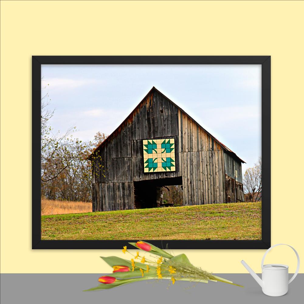 Seven Islands Barn Quilt Framed Photo Paper Poster