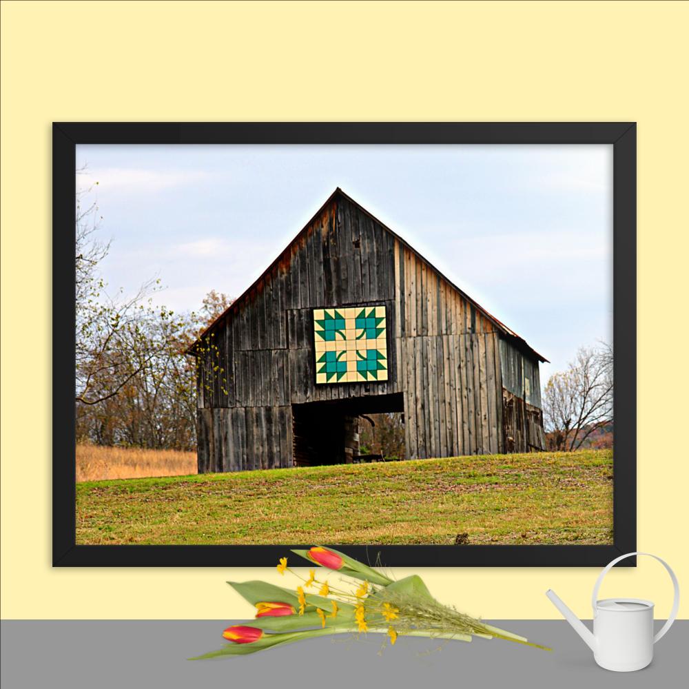 Seven Islands Barn Quilt Framed Photo Paper Poster