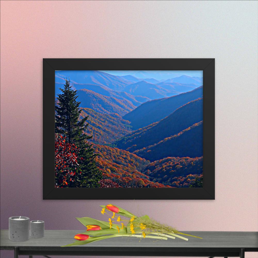 Blue Ridge Mist Framed Photo Paper Poster