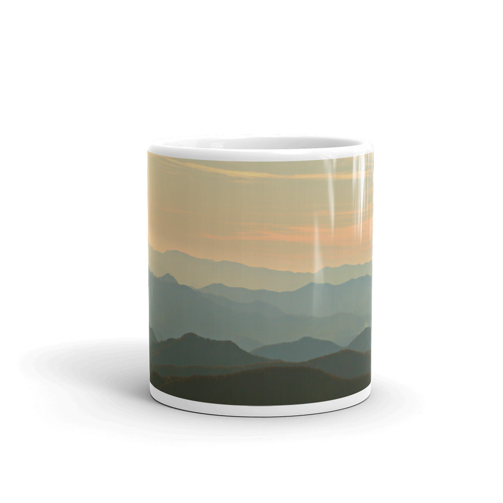 Blue Ridge Mountain Magic White Glossy Mug