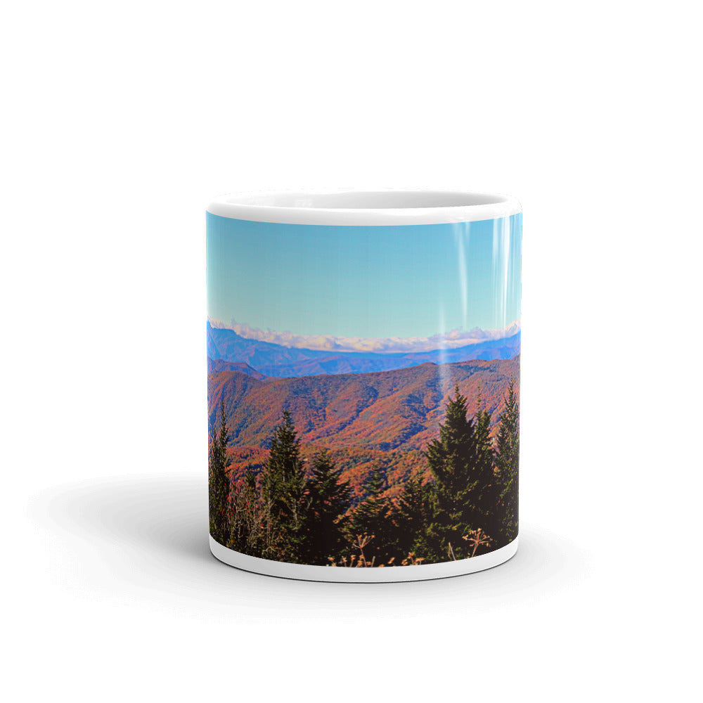 Trail to Waterrock Knob White Glossy Mug