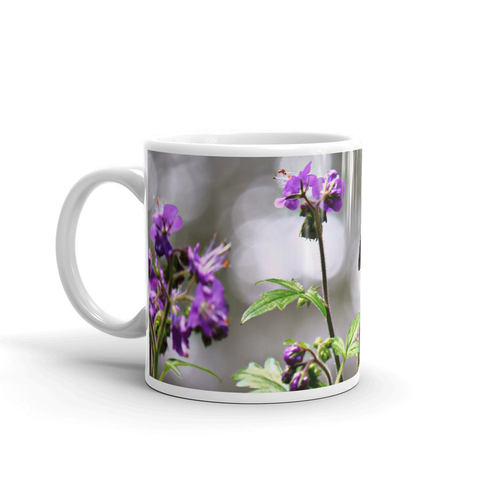 Purple Wildflowers White Glossy Mug