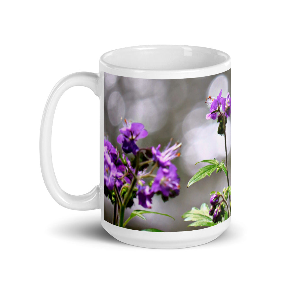 Purple Wildflowers White Glossy Mug