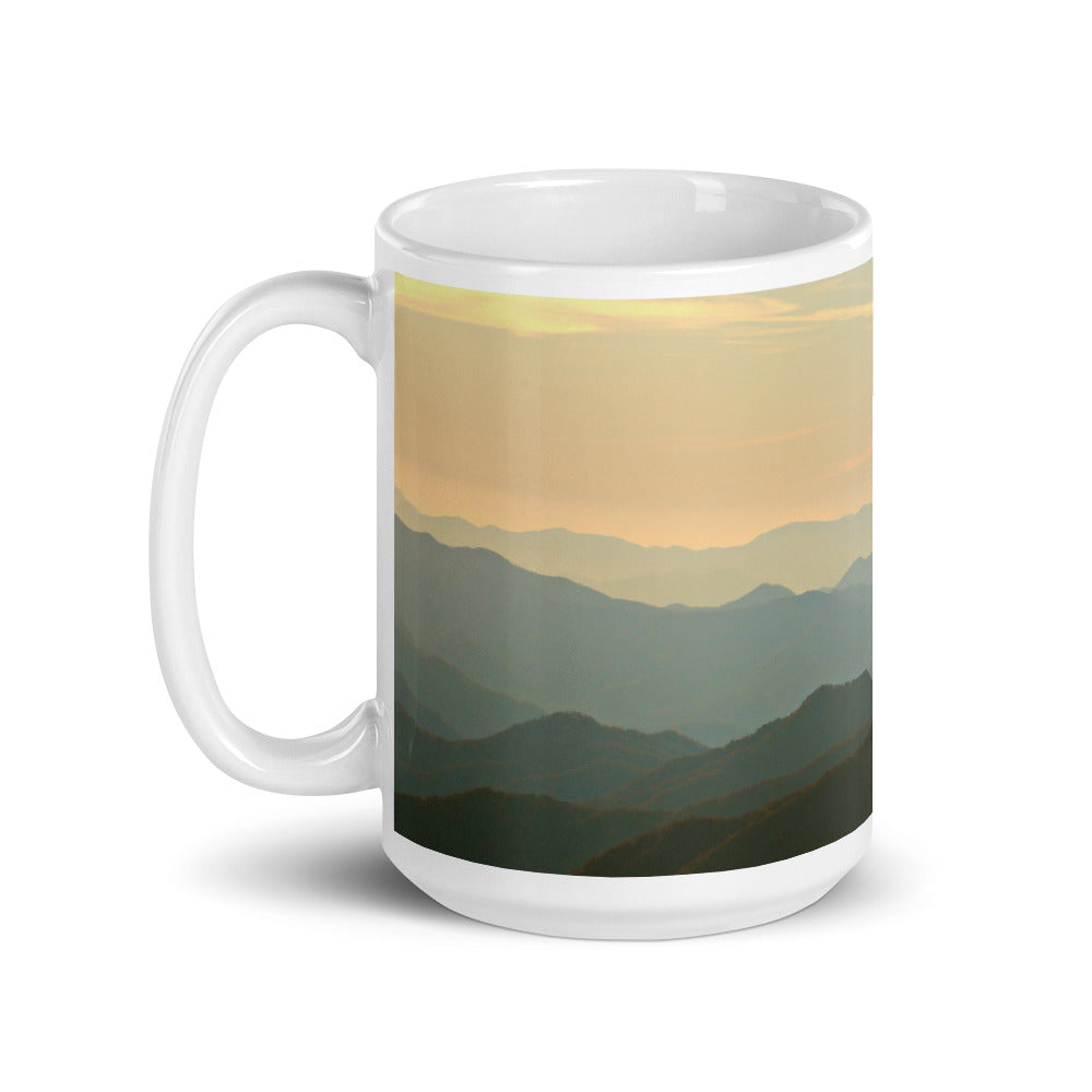 Blue Ridge Mountain Magic White Glossy Mug