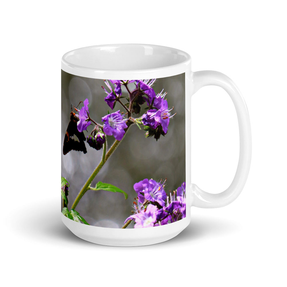 Purple Wildflowers White Glossy Mug
