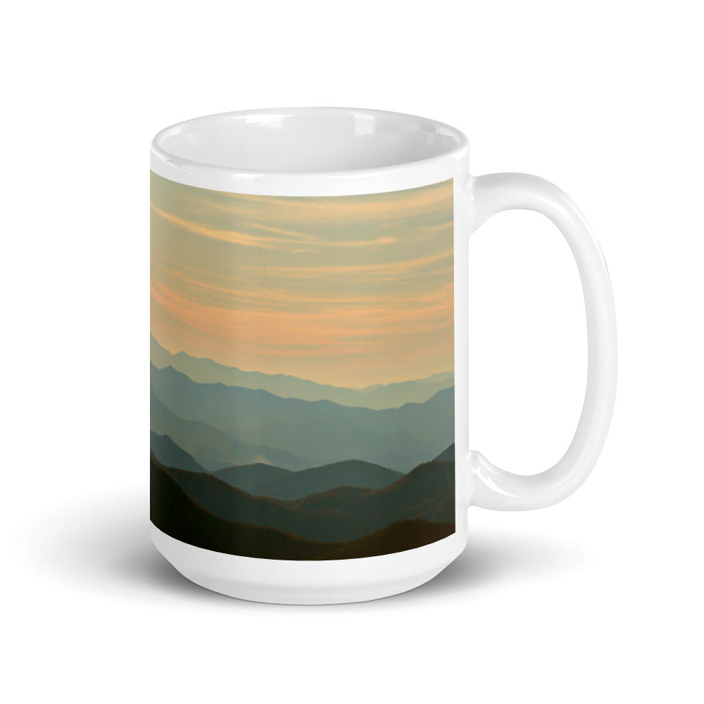 Blue Ridge Mountain Magic White Glossy Mug