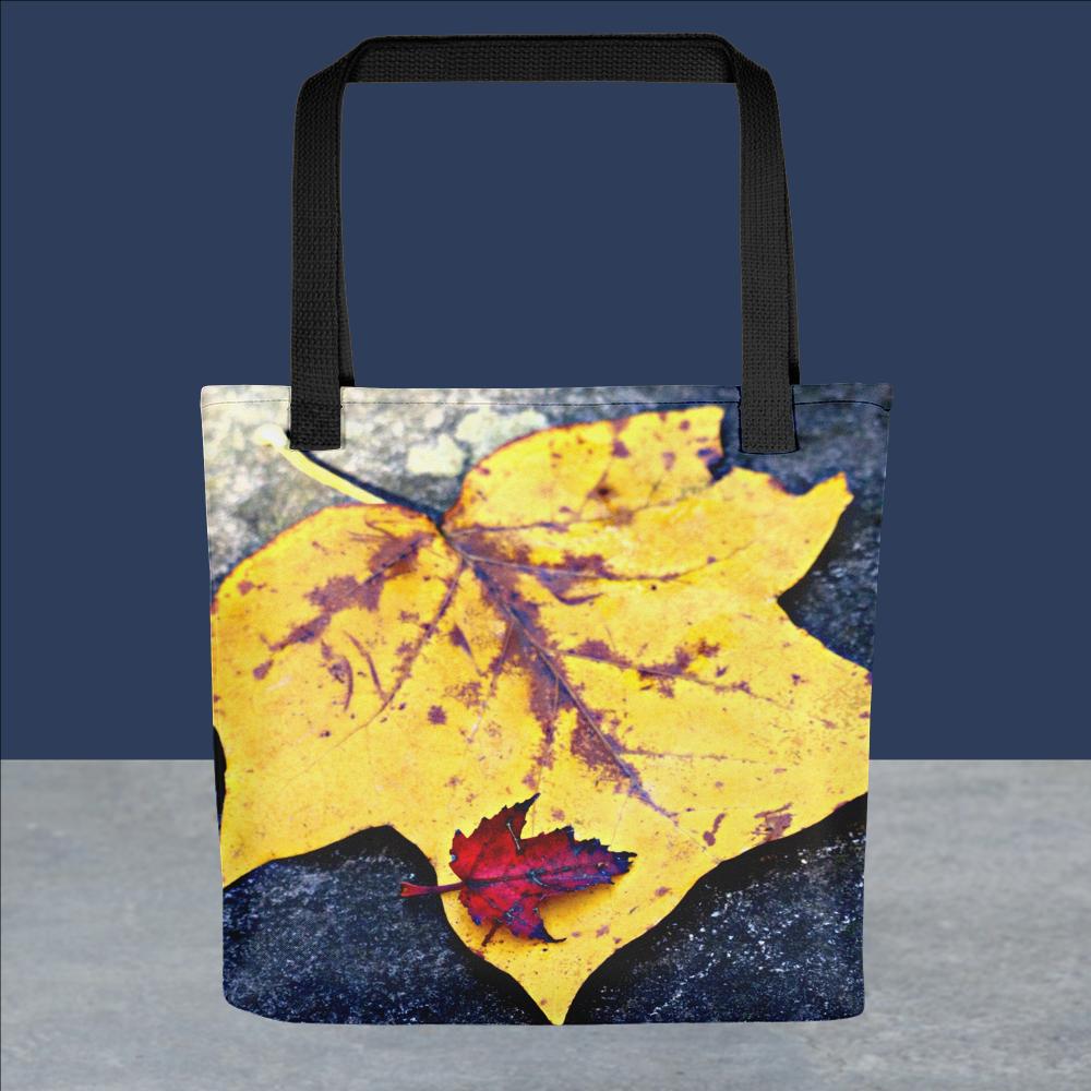 Fall Leaf on Rock Tote Bag