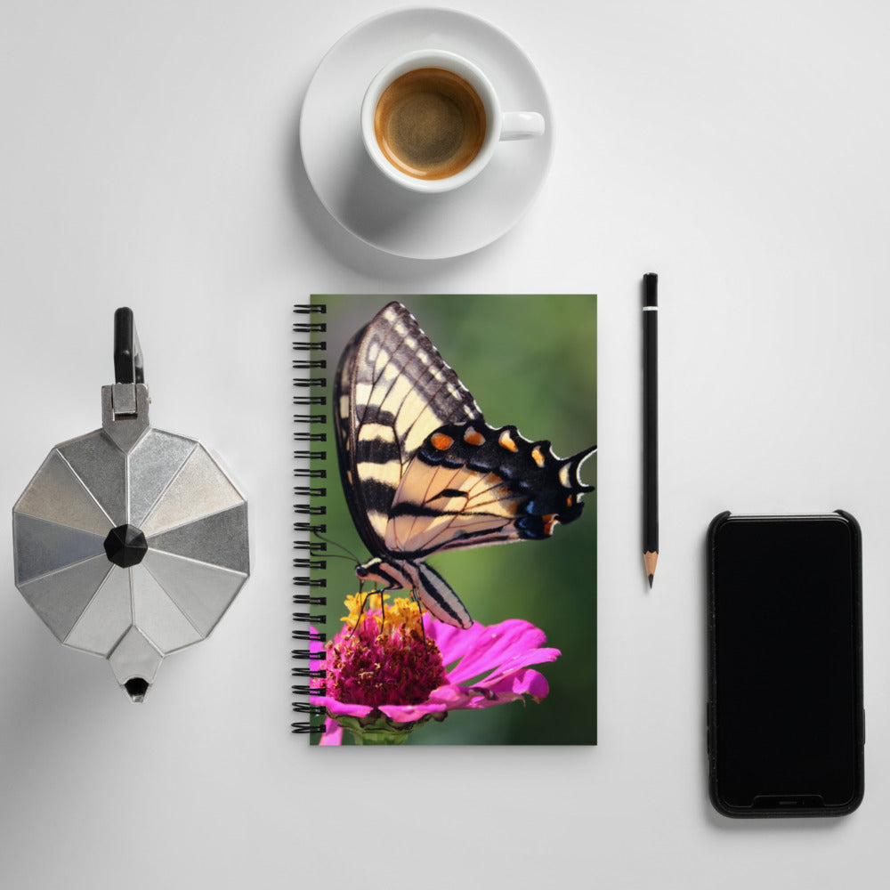 Swallowtail Butterfly on Zinnia Spiral Notebook
