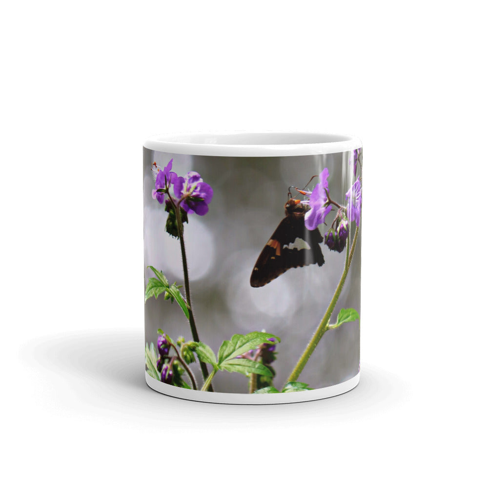 Purple Wildflowers White Glossy Mug