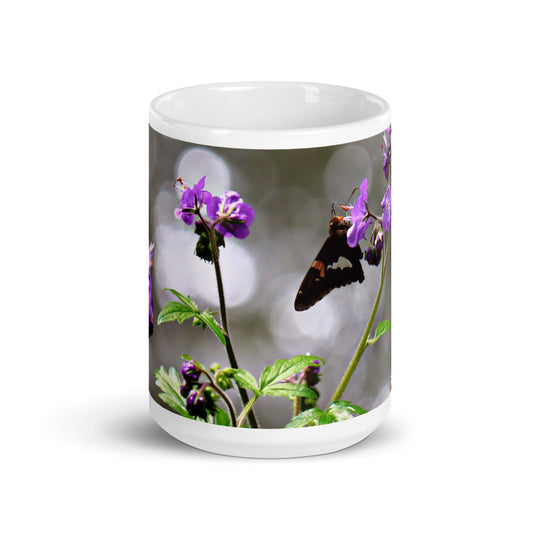 Purple Wildflowers White Glossy Mug